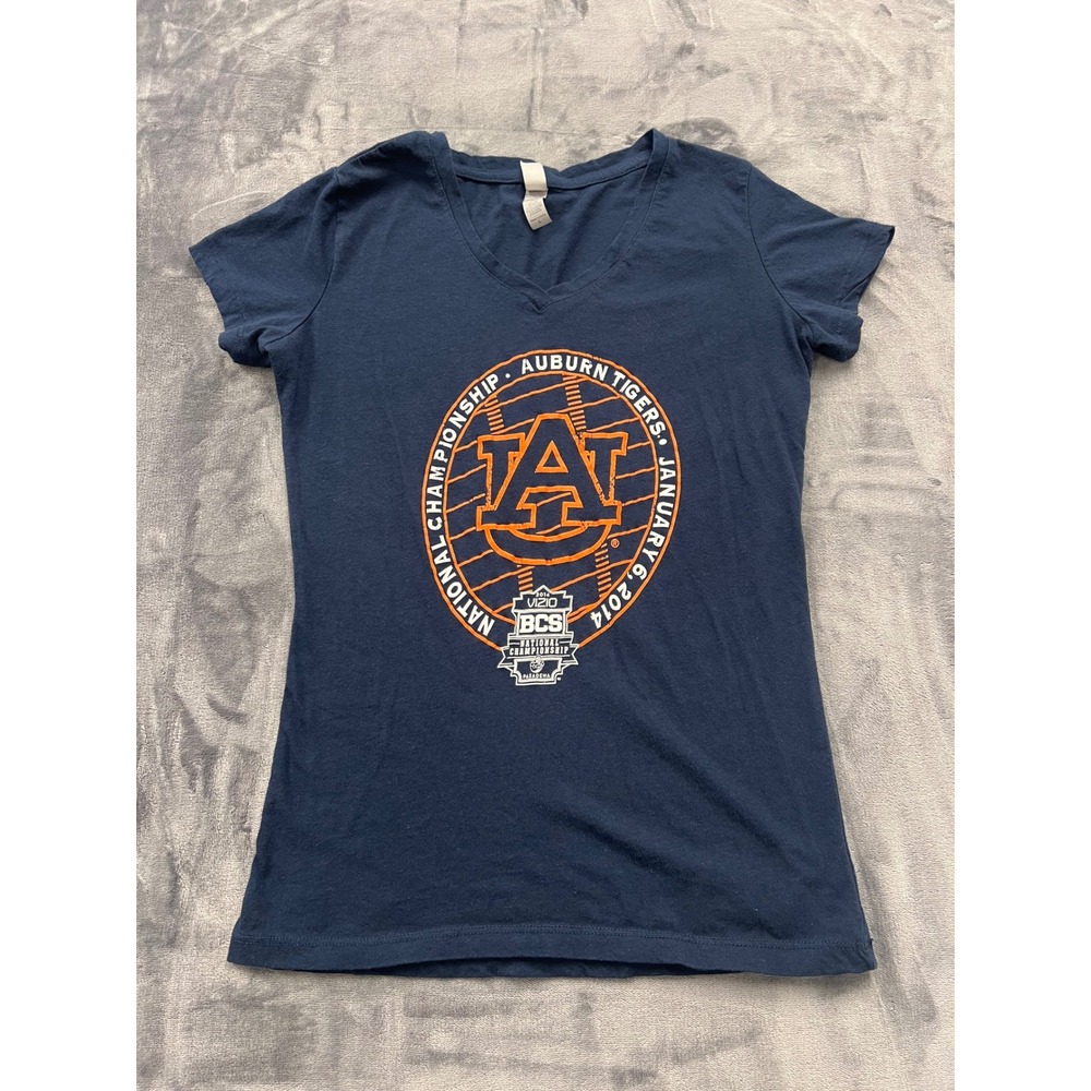 Next Level Auburn Tigers T Shirt Womens L Navy 2014 BCS National Championship